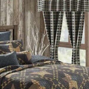 18 pcs Country Plaid Black bedroom and bathroom curtains combo by Virah Bella